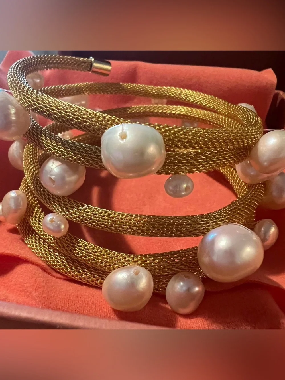 Cult Gaia Gold Tone Pearl Alva Choker or Bracelet / Arm Cuff